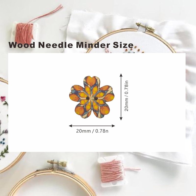 MAGNEECH 4 Pieces Wooden Mini Floret Needle Minder for Cross Stitch,Needle Minder Magnet-Embroidery Needlework Accessories(S, 0.78in) - Image 3